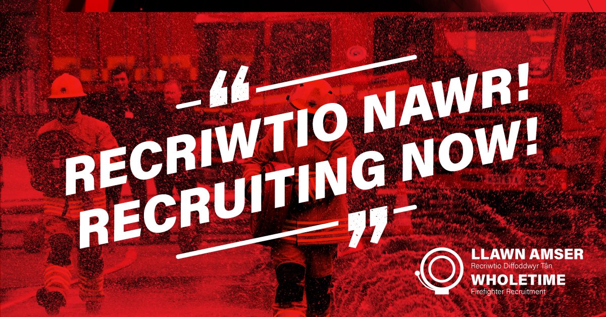 Rydym nawr yn derbyn ceisiadau ar gyfer swyddi Diffoddwyr Tân Llawn Amser, cliciwch yma am ragor o wybodaeth bit.ly/30WsOx9 🔥
---- 
On line registration for Wholetime Firefighters posts is now open, click here for more information bit.ly/2fs6FQY 🔥