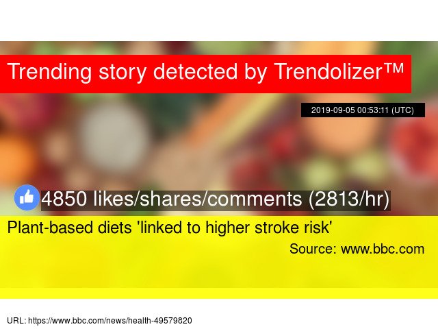 Plant-based diets 'linked to #higherstroke risk' #vegetariandiets #lowerheartdisease trendolizer.com/2019/09/plant-…