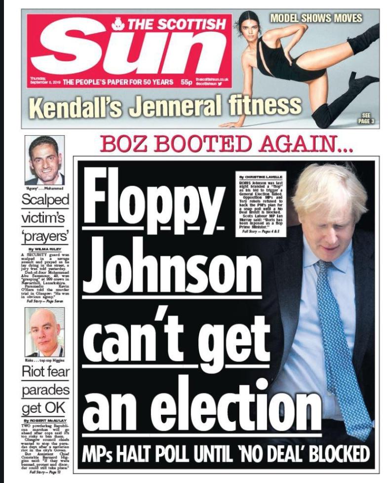 This is how the posh boys who edit The Sun treat their readers - like fools. The Scottish version tells the truth, the English version is propaganda, cooked up with their mates in Downing Street. It should go on the Tory election expenses...