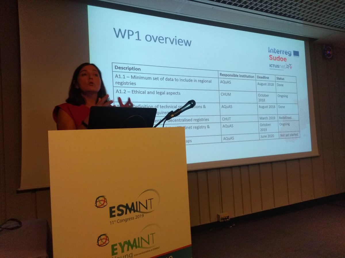 We have already started the #ICTUSnet consortium meeting. @SAbilleira presents the update of the status of WP1 activities (regional stroke registries and central registry and platform) @AQuAScat