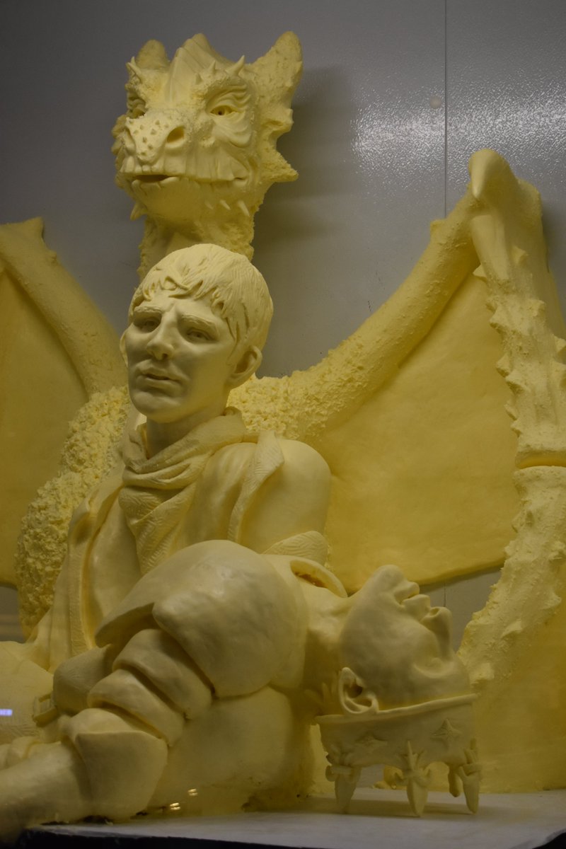 It has been a fantastic year <a href="/LetsGoToTheEX/">letsgototheex</a> I have pushed myself technically in the creation of this, my 6th butter sculpture at the CNE. More images to come. #merlin #butter #buttersculpture  #CNE2019 #dragon #kingarthur