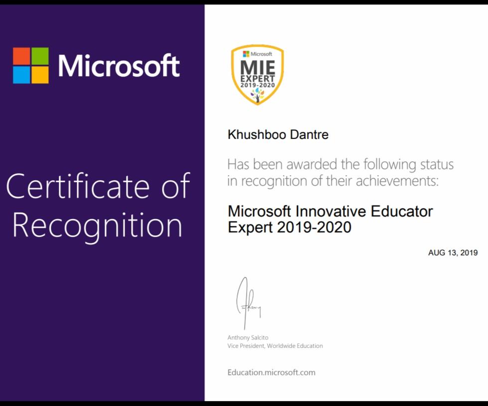 Kdantre's tweet photo. Excited to be selected as MIE Expert 2019-20...as this will give me opportunity to share, network and collaborate with colleagues from different countries on technology integration in education.
 #mieexpert #changemaker #microsoftedu @MicrosoftEDU https://t.co/tTDeSwgcQC