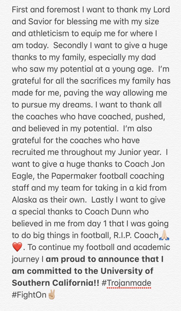 Caadyn's tweet photo. 100% Commited!! Go Trojans #FightOn ✌🏼 https://t.co/NqZYwTL9yZ