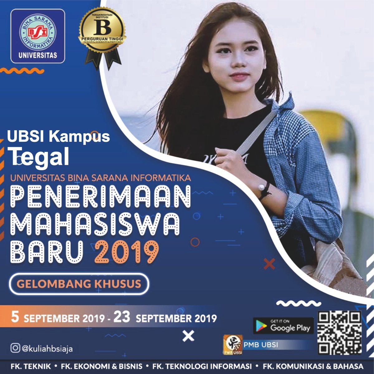 Sobat BSI…
Bagi Kalian yang ketinggalan pendaftaran PMB UBSI Kampus Tegal, jangan bersedih. Karena Sekarang ada PMB UBSI GELOMBANG KHUSUS.

#kuliahbsiaja #pmbbsi2019 #PMBUBSI #mahasiswabaru #kampus #kuliah #kampusterakreditasi #kampusunggulan #kampusterbaik #kuliahcepat