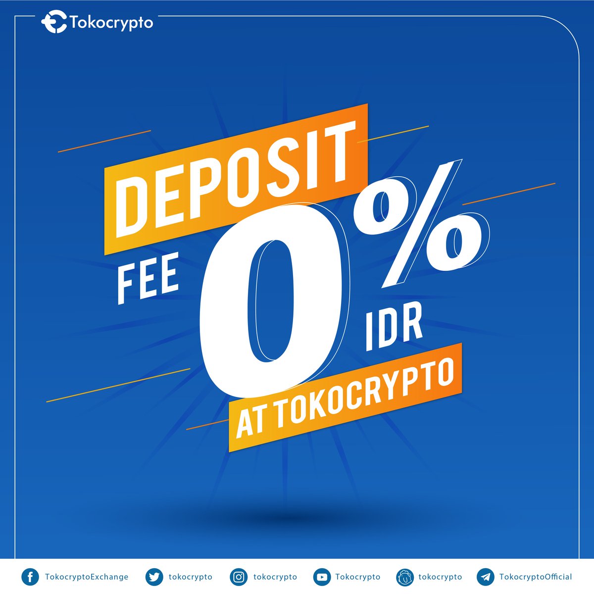 Tokocrypto's tweet photo. Kabar gembira bagi kita semua Deposit Fee di Tokocrypto hanya 0% alias gratiss. Jadi ga perlu mikirin biaya lain-lain lagi deh. Follow semua akun sosial media Tokocrypto agar Crypto Fellas gak ketinggalan berita terbaru seputar aset kripto ;)

#tokocrypto #salamtothemoon https://t.co/dLJ5dAqUIH
