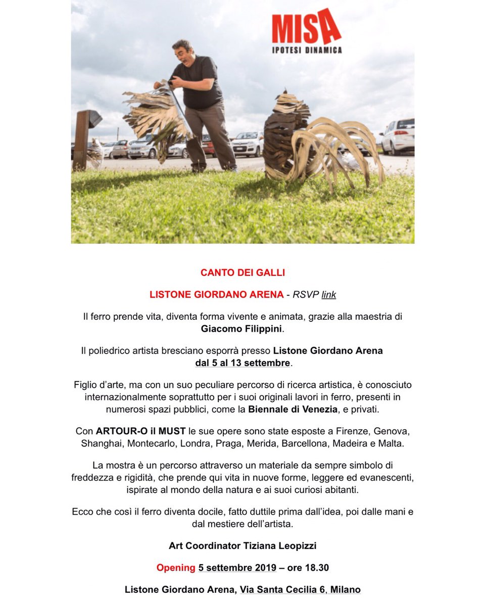 tizianaleopizzi's tweet photo. Oggi a Milano MISA #listonegiordanoarena #ellequadrodocumenti #artecontemporanea #arteimpresa @Ducale_Genova @StefaniaVentu16 @erealacci @ARTOUROilMUST @24Cultura @GenovaEventi @MuseoMariniFi @PotsyMonsignori @MuseoMariniFi @mariagiua @CorrierediMalta @comunefi https://t.co/1o1ST5jHxD