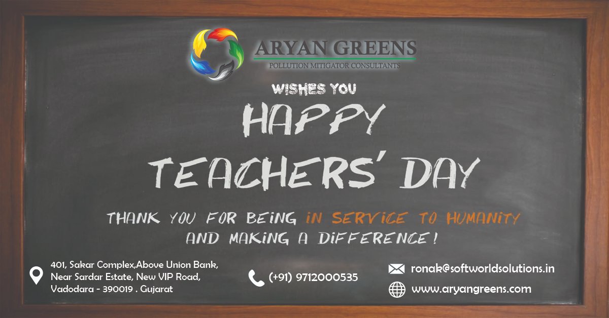 Wish you all a very happy and wonderful Teacher's day!
"Education is the key to success in life, and teachers make a lasting impact on the lives of their students."
#Aryangreens #TeachersDay #HappyTeachersDay2019