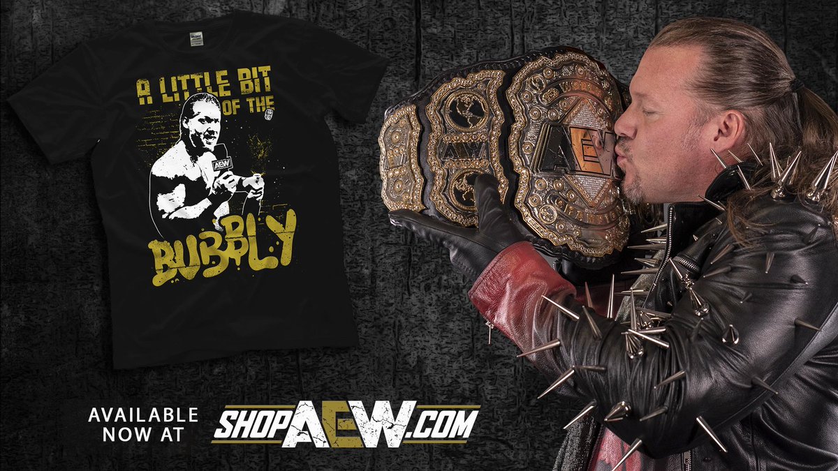 AEW's tweet image. #ALittleBitOfTheBubbly - Order the shirt now at SHOPAEW.com or @PWTees - prowrestlingtees.com/AEW