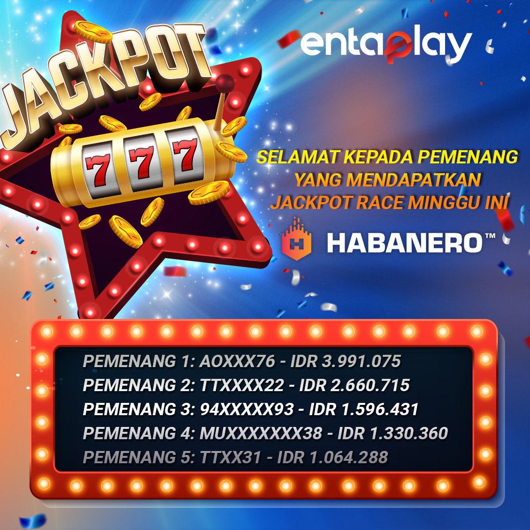 Entaplay_Indo's tweet photo. Selamat untuk para pemenang Jackpot Race minggu ini!!!
Ayo main Slot game hanya di Entaplay 🎰

#entaplay #slotgames https://t.co/YoGmScSuWR