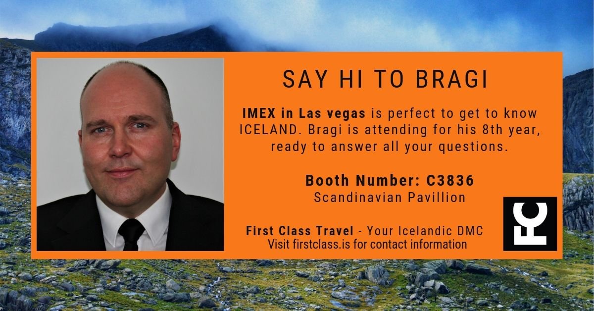 IcelandDMC's tweet photo. #IMEX19 around the corner and Bragi will be back for his 8th year to promote #Iceland for First Class Travel - Iceland DMC. Book a meeting or just drop by to say hi at booth #C3836
#incentivetravel #mice #eventprofs #dmc https://t.co/uZz6S9LtGK
