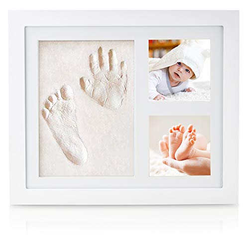 weiß Babybilderrahmen mit Gipsabdruck Handabdruck Baby Fußabdruck mit Rahmen