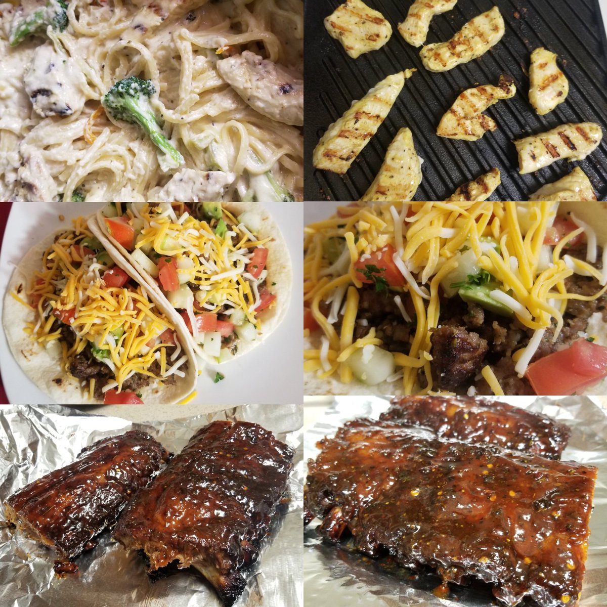 ROMAINEBECKLES1's tweet photo. Doing what I love...ribs...tacos..chicken alfredo...grilled mustard chicken 
#food_is_life 👨🏾‍🍳👨🏾‍🍳👨🏾‍🍳 https://t.co/xpnYCbmwPX