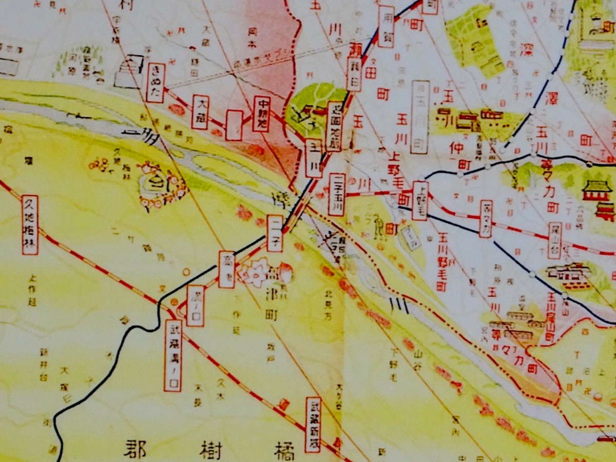 空と坂道 در توییتر 大東京名勝交通地図 昭和8年 1933 から武蔵小杉 田園調布付近 川崎付近 田園調布のオシャレ街並みと多摩川園 新丸子のへちま風呂とダンス 綱島のラジウム温泉 川崎大師はダルマのみ 鎌田は花街かな 池上本門寺は大きい扱い 大田区