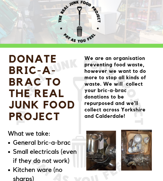 Surplus2Purpose's tweet image. So excited to work in partnership with charities, orgs and you lot of course to reduce all types of waste, beyond food! TRJFP can now take donations of general bric-a-brac, electricals etc to divert them from landfill. Drop off your donations or get in touch! @MrJunkFoodChef