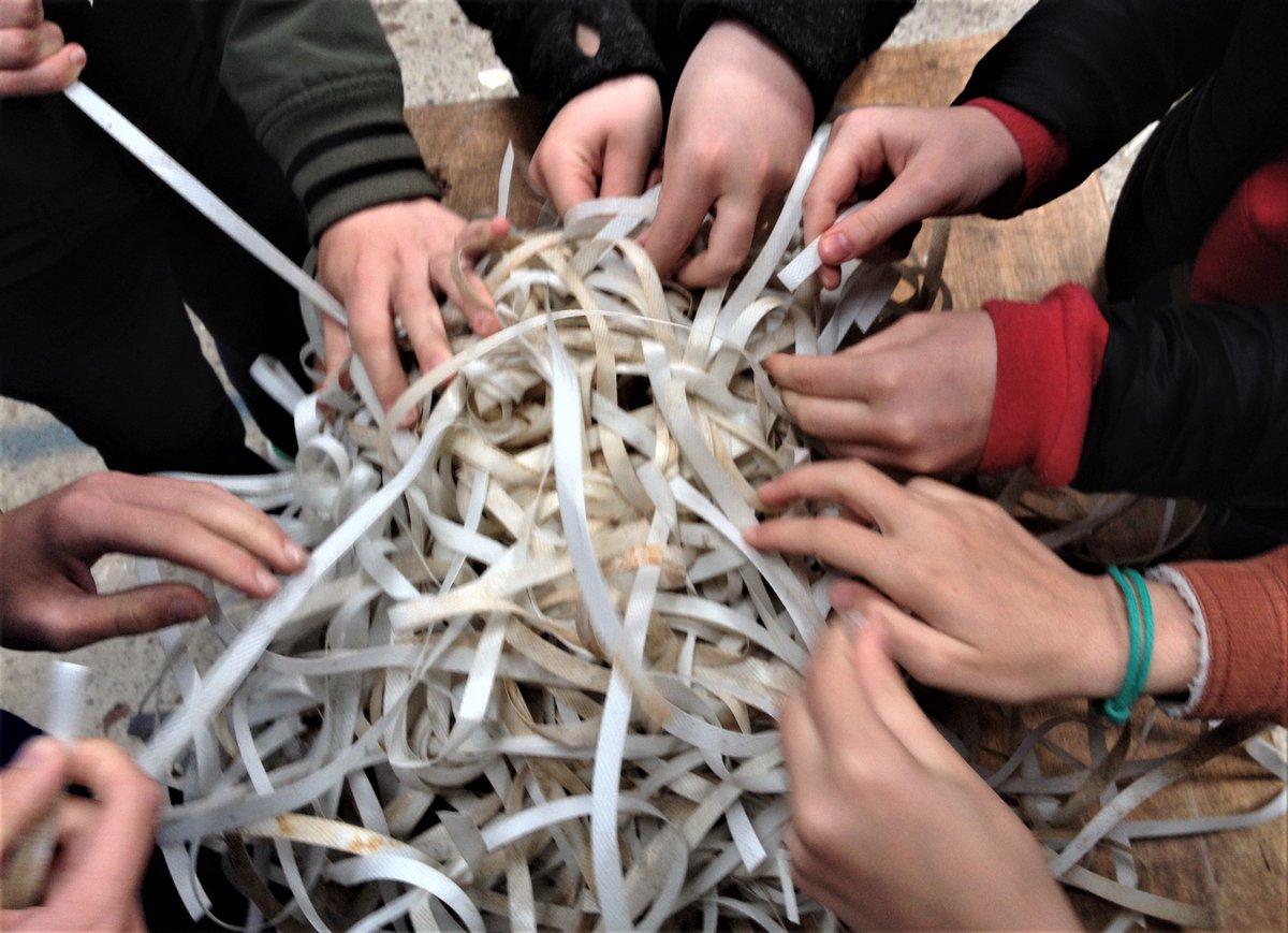LittoralArt's tweet photo. Join in today @ShetlandMandA weaving together to make the 3rd large #marineplastic #LitterCUBE in the boat shed 10am- 2pm. All welcome view the #LitterCUBES &amp; calculate the energy we can save keeping plastic in the #circulareconomy @PromoteShetland @NLFerries @coastmag @mcsuk https://t.co/LNRlcUTaTE