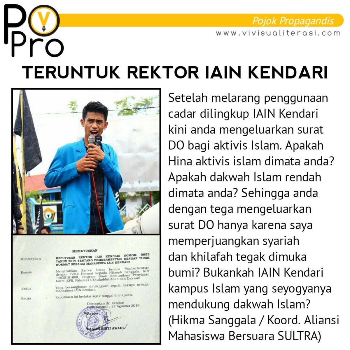 Syarifuddincha2's tweet photo. #SaveHikmaSanggala 
#RektorIAINKendariDiktator 
#WeStandForHikmaSanggala #JanganBungkamKami https://t.co/laXfQgHlV6