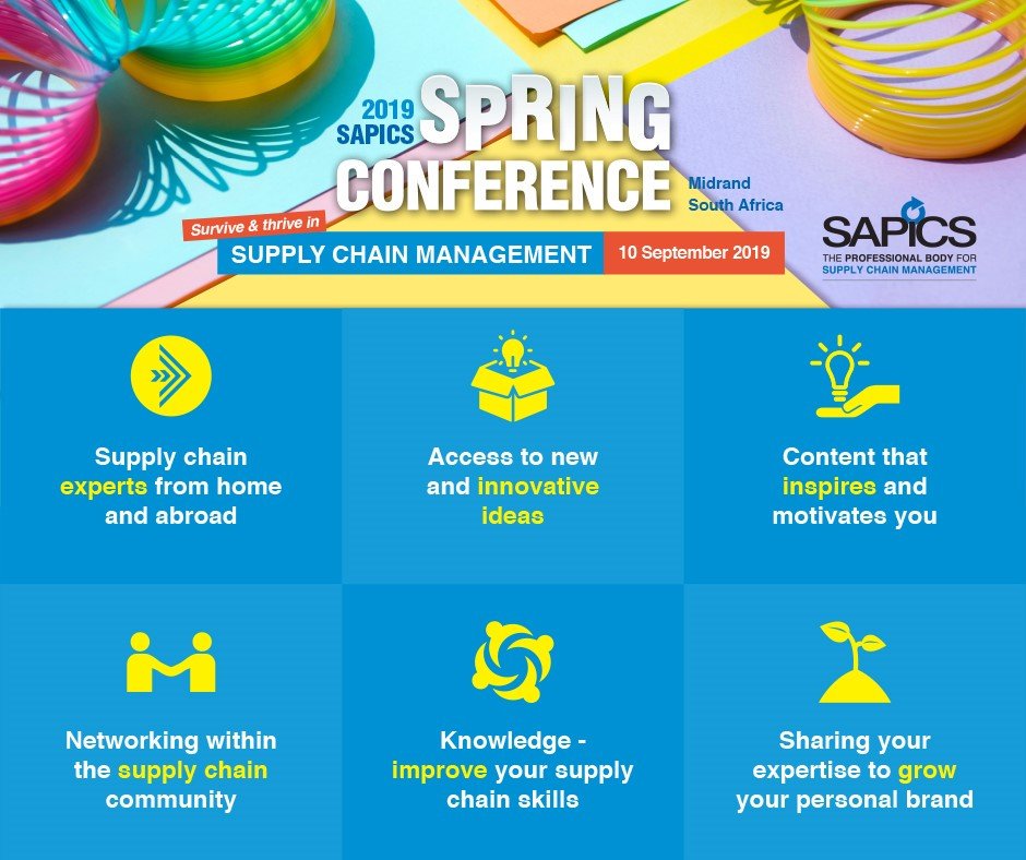 SAPICS01's tweet photo. Only a few more days till SAPICS Spring Conference 2019.
Register now to attend this amazing one day conference with so much to offer on 10 September 2019 in South Africa ๐ฟโ๏ธhttps://t.co/A8GcN9QNpk
#SAPICS #Africa #SouthAfrica #SAPICSSpringConference19 #Grow #ExloreSupplyChain https://t.co/pzX9pQyr29