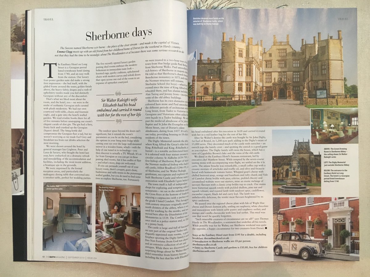 ''Sherborne days''
Great article that we feature in - get your September copy of the <a href="/TheBathMagazine/">The Bath Magazine</a> 
<a href="/visit_dorset/">visit-dorset.com</a> @CastleEnquiries <a href="/SherborneCOT/">Sherborne Chamber</a> <a href="/DiscoverSherbs/">DiscoverSherborne</a> <a href="/crosskeyssherb/">The Cross Keys Sherborne</a> <a href="/Abbey_104/">Abbey104</a>