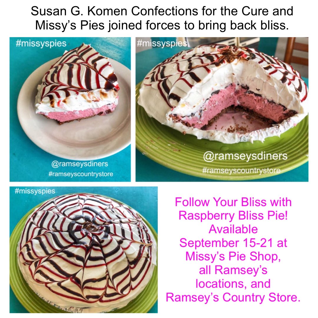RamseysDiners's tweet photo. #followyourbliss #raspberryblisspie #missyspies #ramseysdiners #ramseyscountrystore #susangkomen #komenkentucky @SusanGKomen @KomenKentucky https://t.co/TrtBzQrSx8