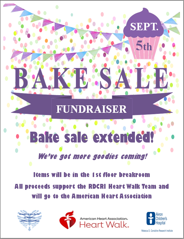 ACHResearch's tweet photo. Do you have a hankering for something sweet? Stop by the 1st floor break room in the Exchange Street Building for the Research Institute bake sale! All proceeds support our Heart Walk team and will be donated to the @American_Heart Association #ACHResearch #HeartWalk https://t.co/wrsRv9pIUh