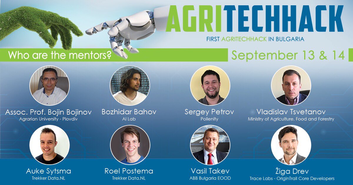 #AgriTechHack proudly presents the MENTORS star team!
 #AI #robotics #IOT #MachineData #beetech and more!
The very first Bulgarian AgriTechHack is a joint effort by #NikAcademy, @NLinBulgaria @NLAgriROBG @FarmHackNL and the local #AgroHubBG