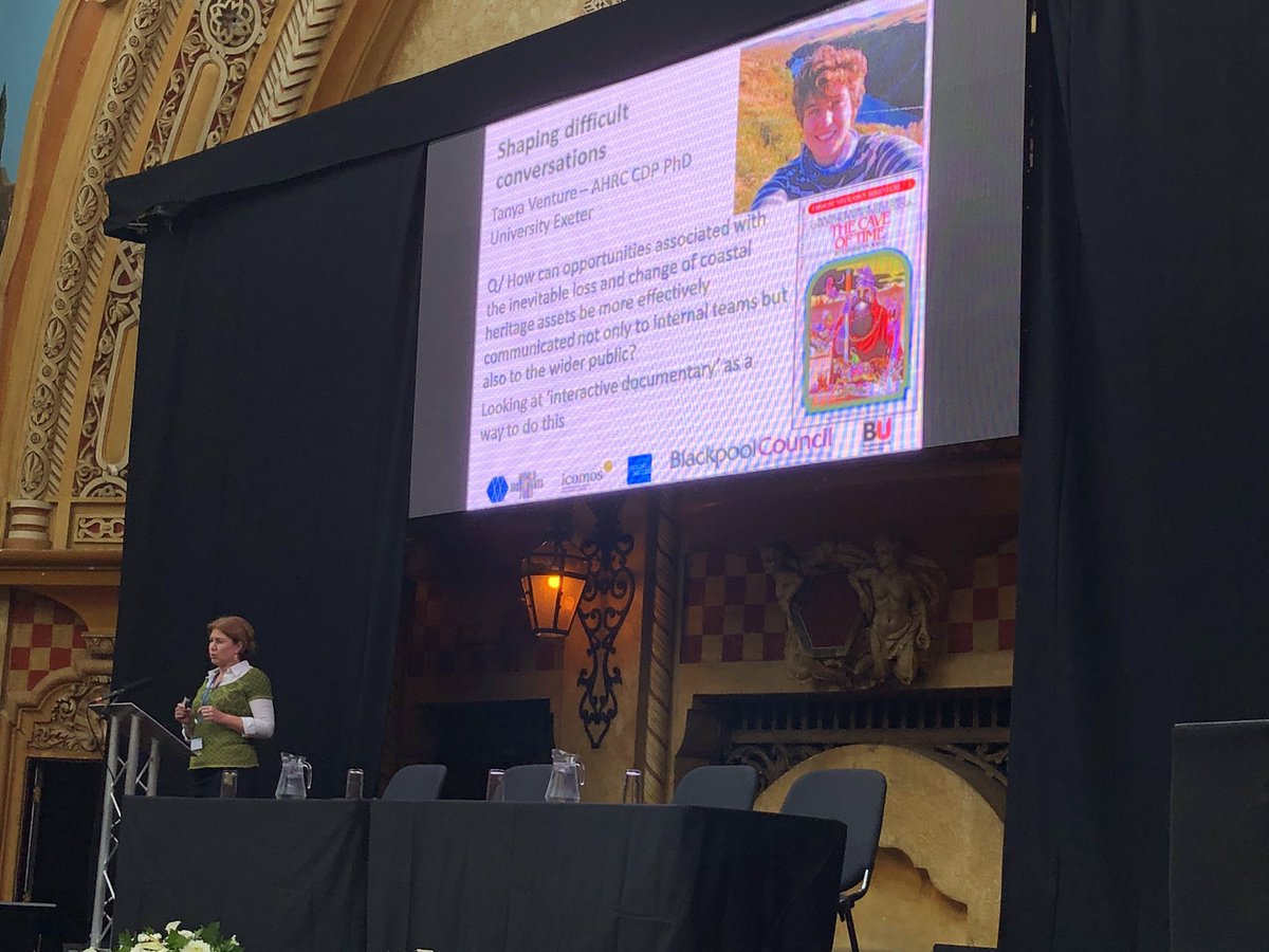 semiller88's tweet photo. .@hannahfluck talking about PhD student working on interactive documentaries as a way to shape difficult conversations with the community (go @TdoggVenture!) #seachangeconf @SeaChangeConf #learningfromloss https://t.co/zoDPP6CRye