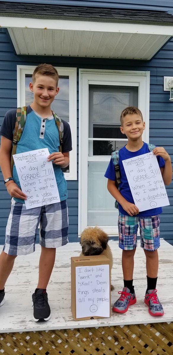 dog_una's tweet photo. My humans are at school, now. Just me and DogDad today. Soon he’ll be in school, too. I want the dog days of summer back. Go get smart boys! #BackToSchool #SCWT #FirstDay2019 https://t.co/1vKa0zu9eb