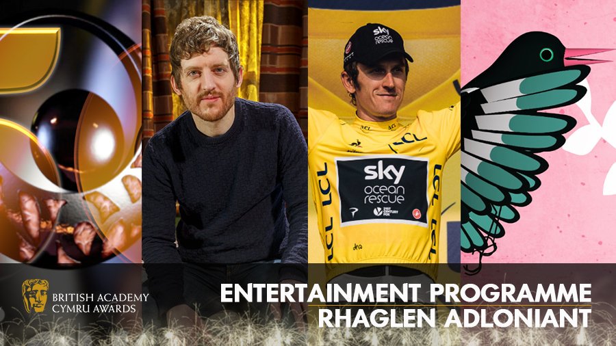 Nominees / Enwebeion 
🎉 Entertainment Programme / Rhaglen Adloniant 🎉

Cân i Gymru: Dathlu’r 50
Elis James – Cic Lan yr Archif
Geraint Thomas: Vive Le Tour
Priodas Pum Mil

#CymruAwards