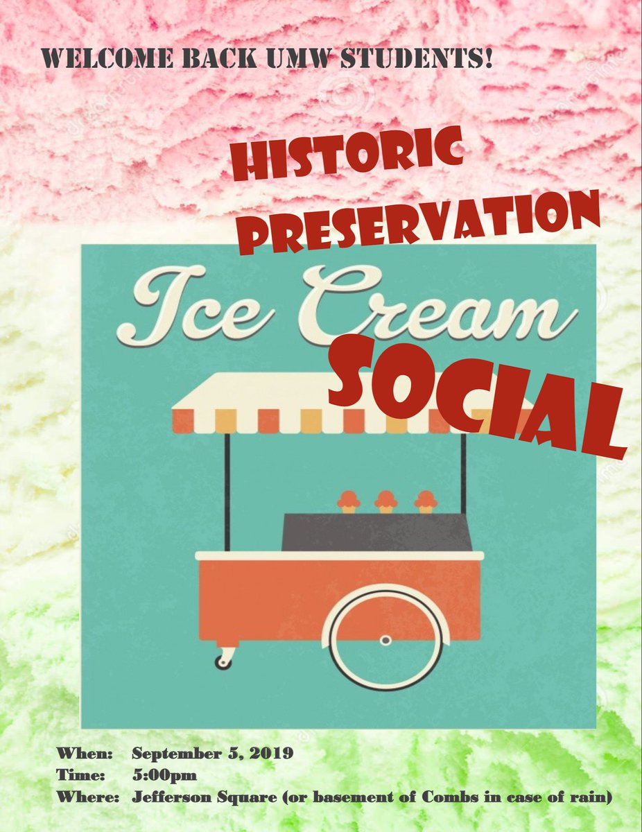 Don’t forget to join us at 5pm on Jefferson Square for the Historic Preservation Department Ice Cream Social today (September 5). There will be a ton of ice cream to go around!