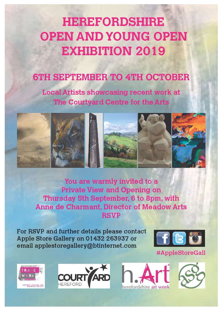 ASGSTUDIOS's tweet photo. 5th September 2019
Private view tonight at the @CourtyardArts 6pm to 8pm Open and Young open. 

A big thank you to Marian Cambell from @AppleStoreGall for all the hard work that has gone into this show.

#OurHereford #Herefordhour #hart  #Herefordartist #Hereford #Courtyard https://t.co/M1KjrhvXMa