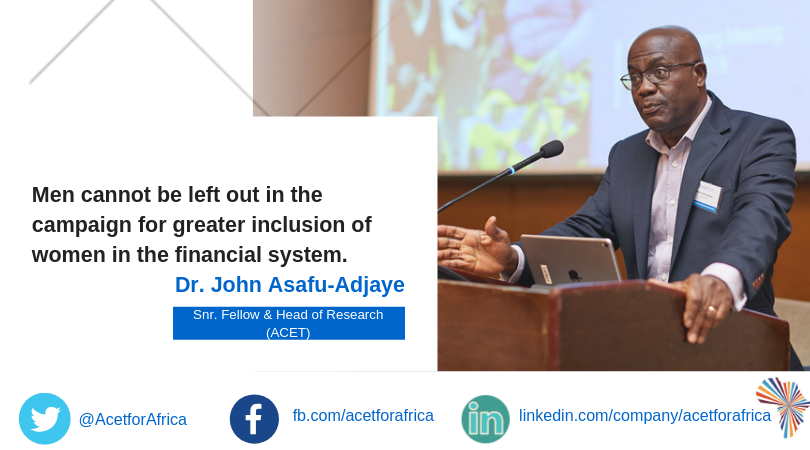 AcetforAfrica's tweet photo. #ACET4FIN: Men cannot be left out in the campaign for greater inclusion of women in the financial system.
#FinancialInclusion #FinEquity https://t.co/v4h9Rb5O2u
