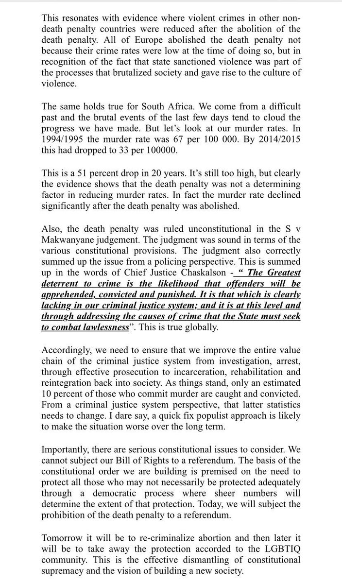 Para 10. Currently this isn’t happening, fix the broken institutions operated by Govt. hold the state accountable for THIS! The justice system is currently flawed by incompetence at every level. Death penalty will not give us the satisfaction and justice we deserve long term.