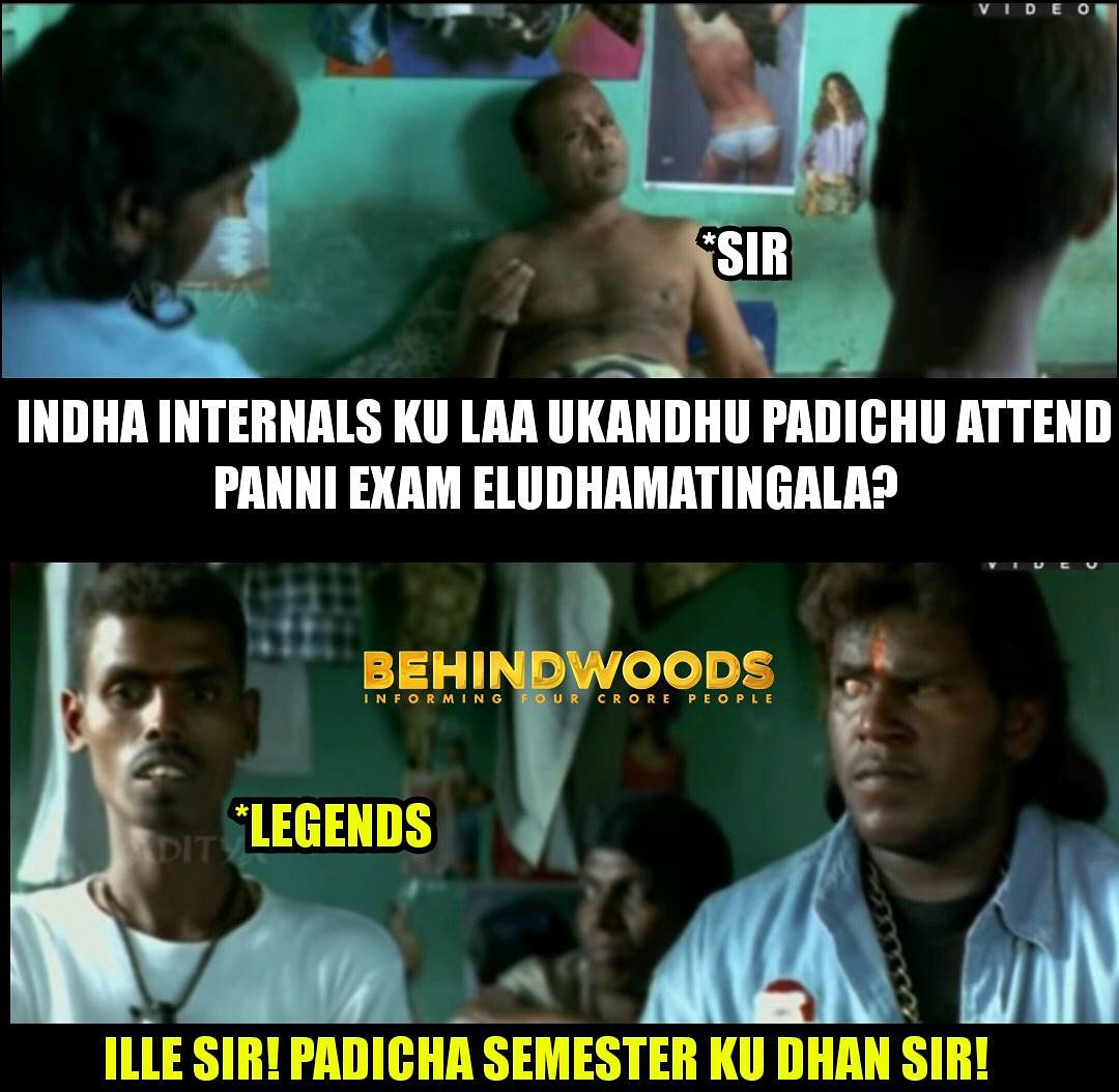 behindwoods's tweet photo. Idhey dhan last semester kkum sonnaan! 😂
#CollegeLife #Collegemate #Semester https://t.co/koUkuqXAY0