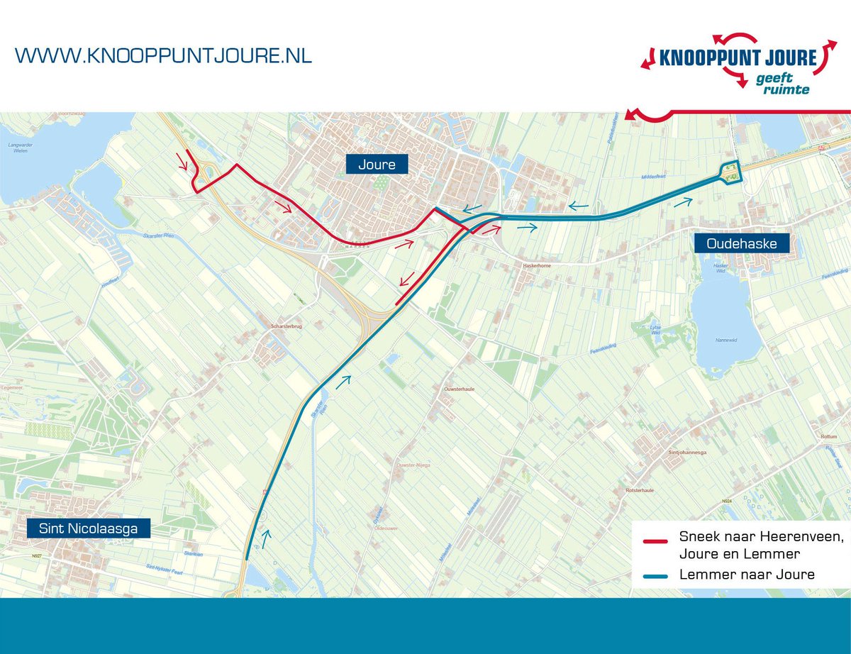 Vanavond, woensdag 11 september, van 20.00 uur en 06.00 uur is de A7 vanuit Sneek ter hoogte van Joure-West afgesloten. Dat verkeer leiden we om via Joure-West, Sewei en toerit Joure. Ook is de afrit naar Joure vanuit Lemmer afgesloten, dat verkeer leiden we om via Oudehaske.