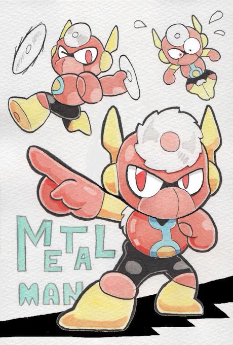 先日ひさびさに描いたから、なんとなく過去に描いたメタルマン集めてみた。みてみて

#ロックマン 