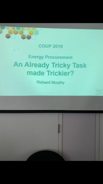 TEC_Connected's tweet photo. An already tricky task made trickier? Our very own Richard Murphy presenting at the @2019COUP Conference this morning sharing his energy #procurement knowledge. #speaker #COUP19 #tec #energy #open #transparent #workshop https://t.co/KmJrzT7Uh8