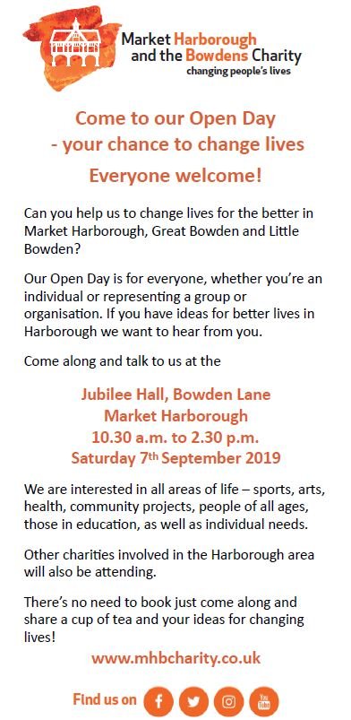 For hundreds of years (literally) - the <a href="/MarketHBCharity/">Market Harborough & the Bowdens Charity</a> has helped a wide range of local groups/individuals with a number of projects and causes.

They've got an open day in #harborough this Saturday - please do go along to learn more about their hugely important work.