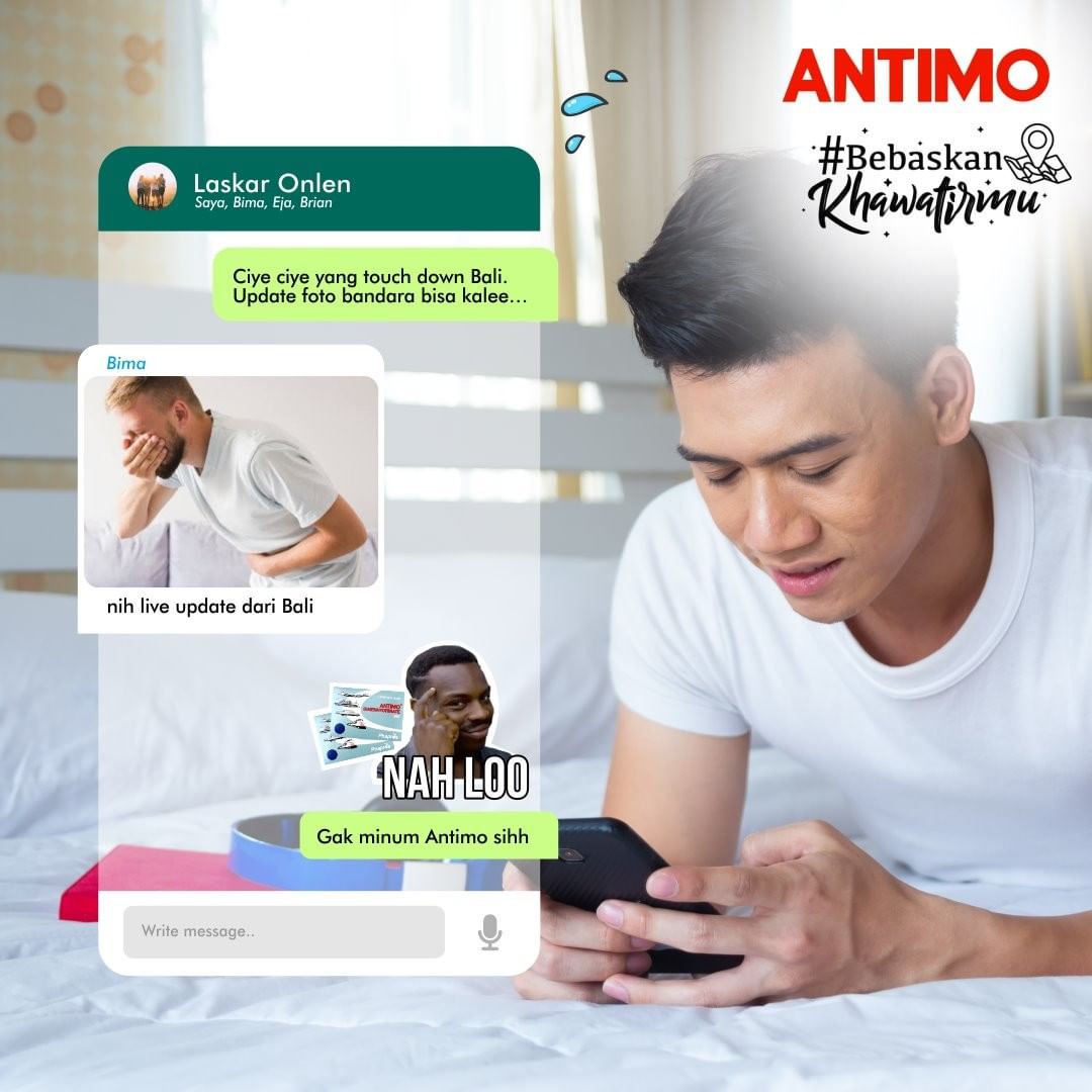 Antimo_ID's tweet photo. Sahabat Perjalanan jangan lupa minum Antimo 30 menit sebelum perjalanan ya! Biar perjalanan kalian nggak kacau kayak si Bima 
⁣
Kemana pun perginya dan apa pun moda transportasinya, Antimo selalu #BebaskanKhawatirmu dan bikin liburanmu asik. Masih ada stok Antimo di rumah? https://t.co/vIun5EZbiL