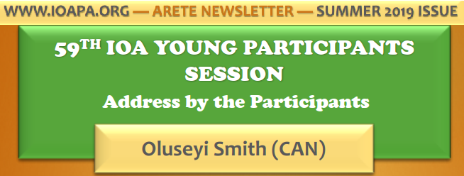 IOAPA_Official's tweet photo. FEATURED in #AreteNewsletter
#YPS2019 Address by the Participants by @Seyi_Smith
"It is up to us to be leaders and share within our communities, live our lives championing the Olympic values..." (p.8)
Full text: https://t.co/2meyraoJf9
#IOAPA https://t.co/F8UEzBHirN