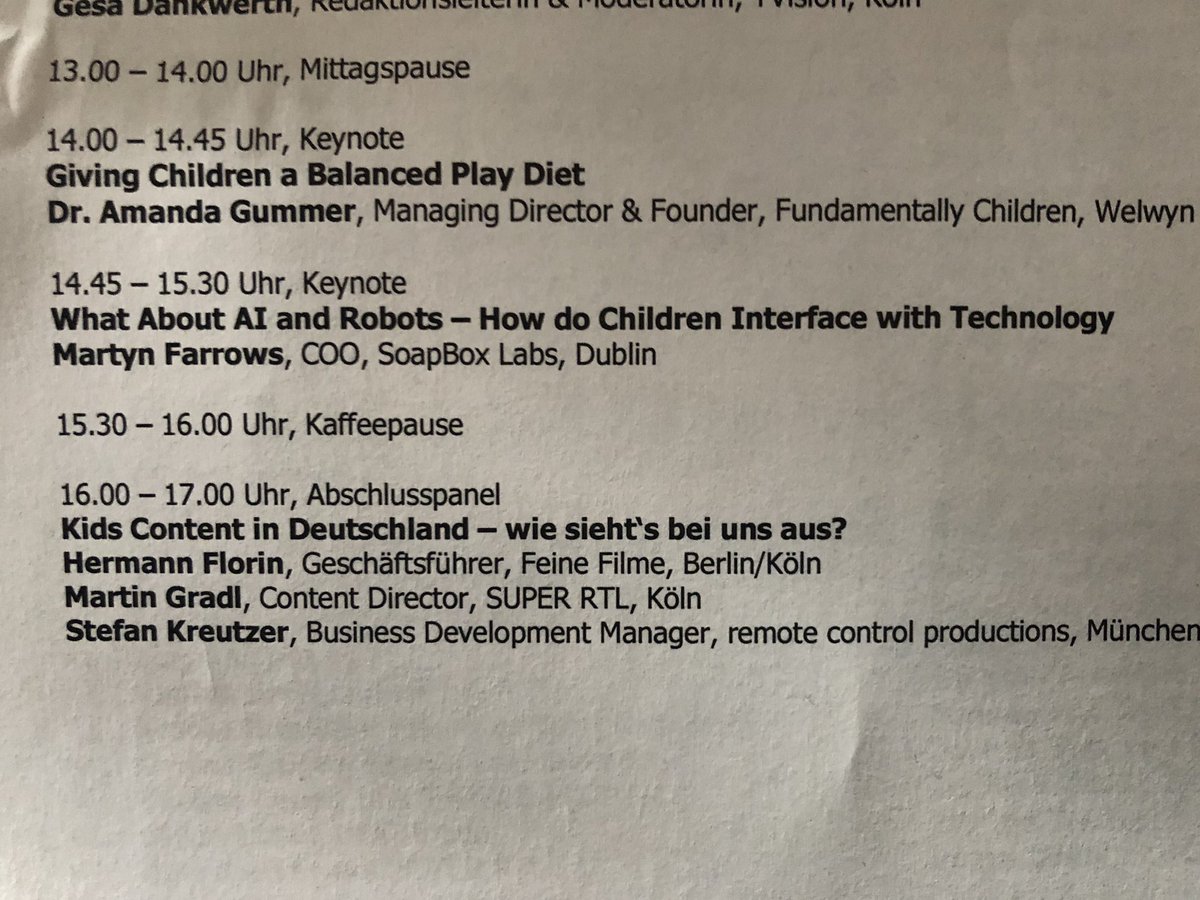 Finally arrived in #koln for #kidssummit - <a href="/soapboxlabs/">SoapBox Labs</a> talking about the future of AI, kids and how they interface with technology #speechrecognition #dataprivacy #AI