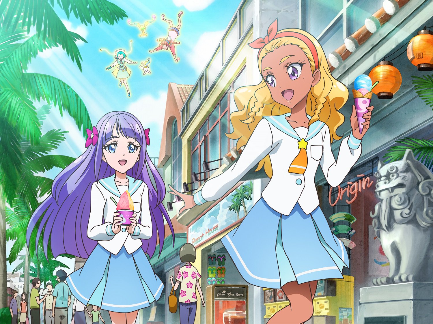 東映映画公式 映画スター トゥインクルプリキュア 星のうたに想いをこめて 新スチール解禁 なんと 今回の映画は 沖縄 が舞台 ユーマの不思議な力 と 想いの力でキュアスター キュアミルキーが 流れ星の如く 沖縄までまさかのひとっとび