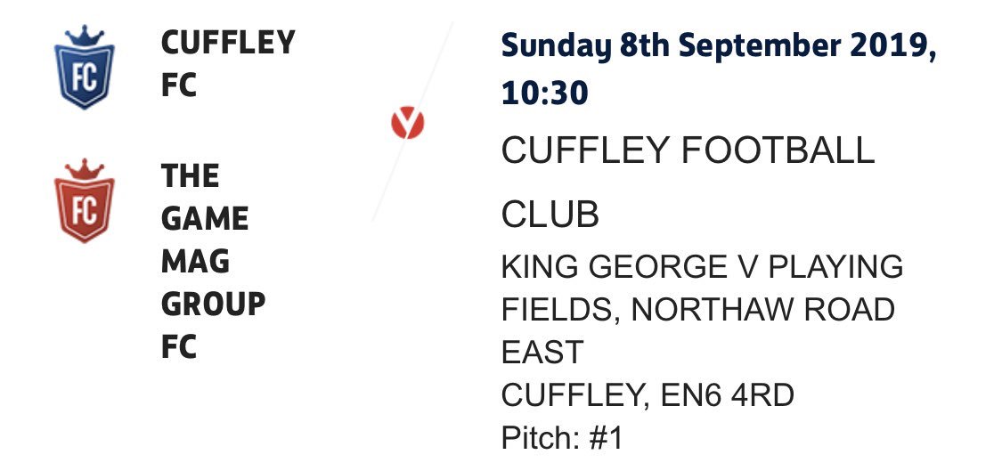 GameGroupFC's tweet image. Please come down and show your support for our first game this Sunday. 

NEXT GAME!

⚽️ v Cuffley FC   
📲  #CFCvsTGMGFC
🎖 League 
📆 Sunday 8th September 
⏰ 10:30am KO
🏟 King George Playing Fields, EN6 4RD
🎟 Free
