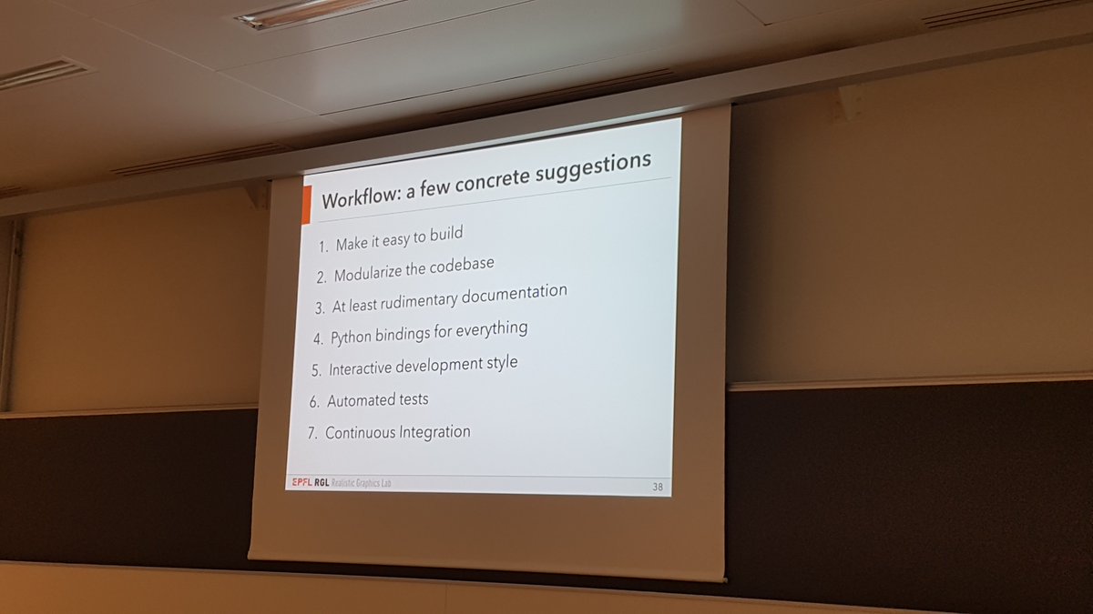 fmrwhy's tweet image. Wenzel Jakob on the nature of academic software development (quick-and-dirty balance/tradeoff with solid software engineering), with concrete suggestions for managing such a development workflow. Very interesting and motivational story from his #pybind11 experience #OSIP2019