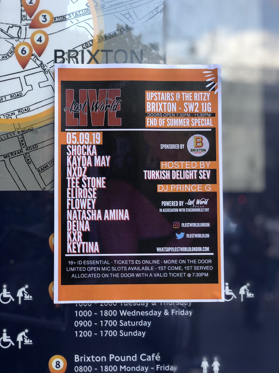 Tonight #LostWorldLIVE returns Upstairs @ The Ritzy, Brixton.
Open mic sign up from 7.30pm