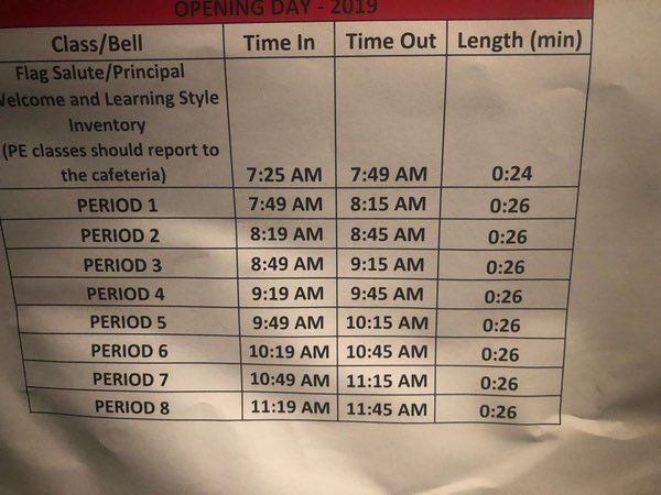 Triton2022's tweet photo. Here’s the bell schedule for today, have a great first day sophomores!! ❤️💙 https://t.co/VNw9sVvXKD