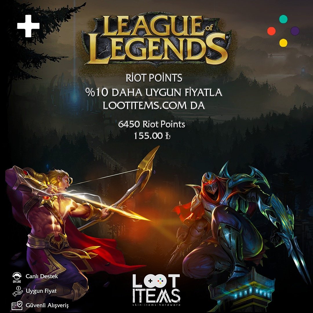 Şimdi League of Legends zamanı! ⚔
Lootitemse gelin % 10 daha uyguna RP alın en güçlü siz olun. 💪🛡
.
Online ilan ve alışveriş portalı👇
🌐: lootitems.com
.
#lootitems #leagueoflegends #RP #riotpoints