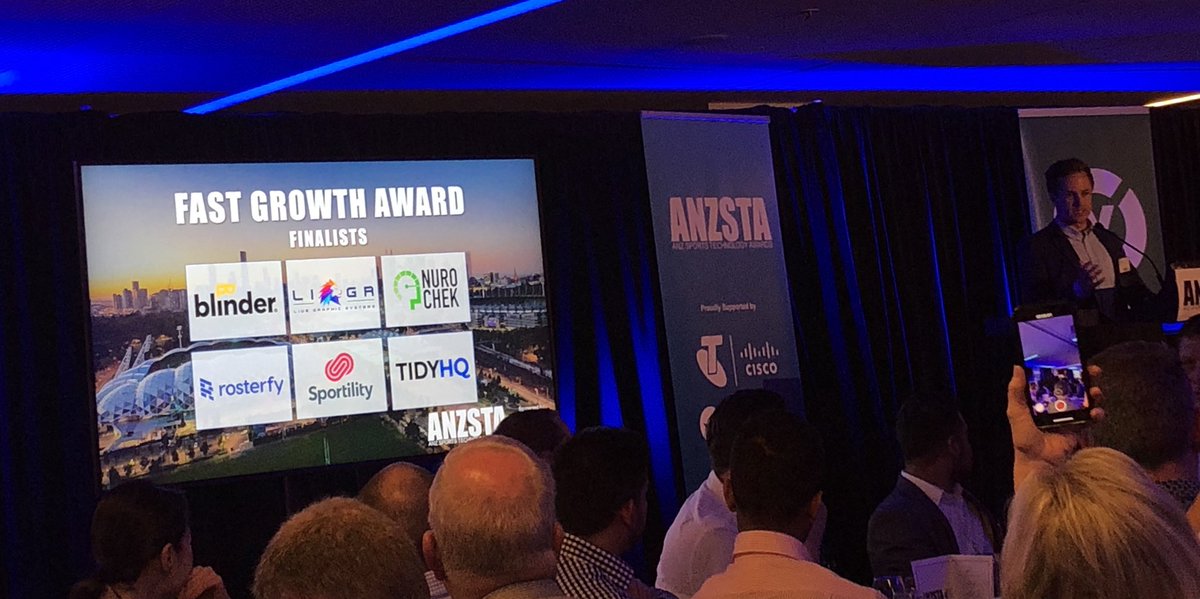 LaunchVic's tweet photo. Super excited to be at the the #ANZSTA awards @AAMIPark to see Victorian startup @Rosterfy_Aus, @theASTN alumni take out the fast growth award #sportstech๐ฅ๐ฅ https://t.co/3hhxYWxQgX