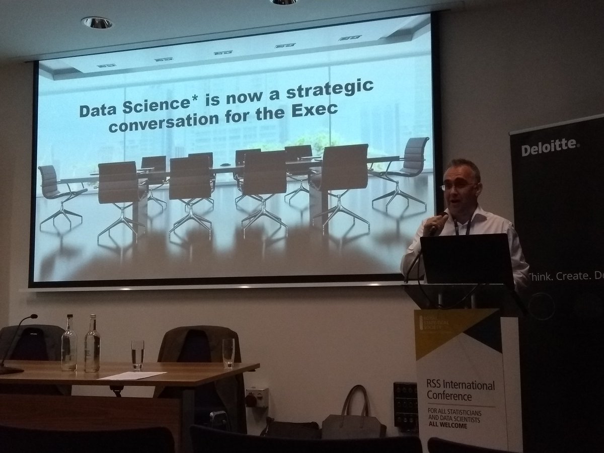 statsyss's tweet image. Rich Pugh from @MangoTheCat says: Number of boardrooms he&apos;s been in as a Statistician? None. But as a Data Scientist, many #RSSConf2019