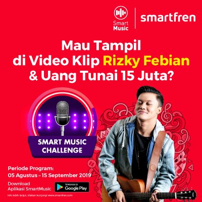 Pernah bermimpi tampil di video klip terbaru Rizky Febian? Sekarang impian tersebut dapat terwujud dengan ikutan #SmartMusicChallenge2, bukan cuma itu, kamu juga bisa menangkan uang tunai jutaan rupiah. Penasaran gimana caranya? Cek di link berikut : bit.ly/SMCL2019