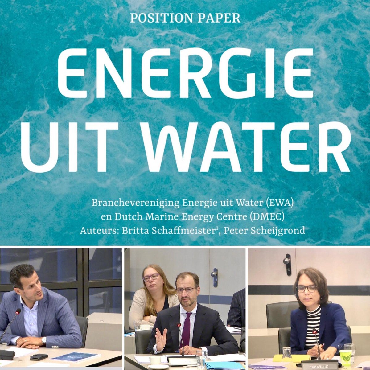 Minister van Economische Zaken en Klimaat, Wiebes, ontving de position paper van DMEC &amp; EWA over "Energie uit water" uit handen van @CarlaDikFaber (CU),  
<a href="/TomvanderLee/">Tom van der Lee</a> (GL) en <a href="/wmoorlag/">William Moorlag</a> (PvdA) en stemt ermee in een routekaart voor de sector op te stellen! youtu.be/MBr6Wyzpb_g